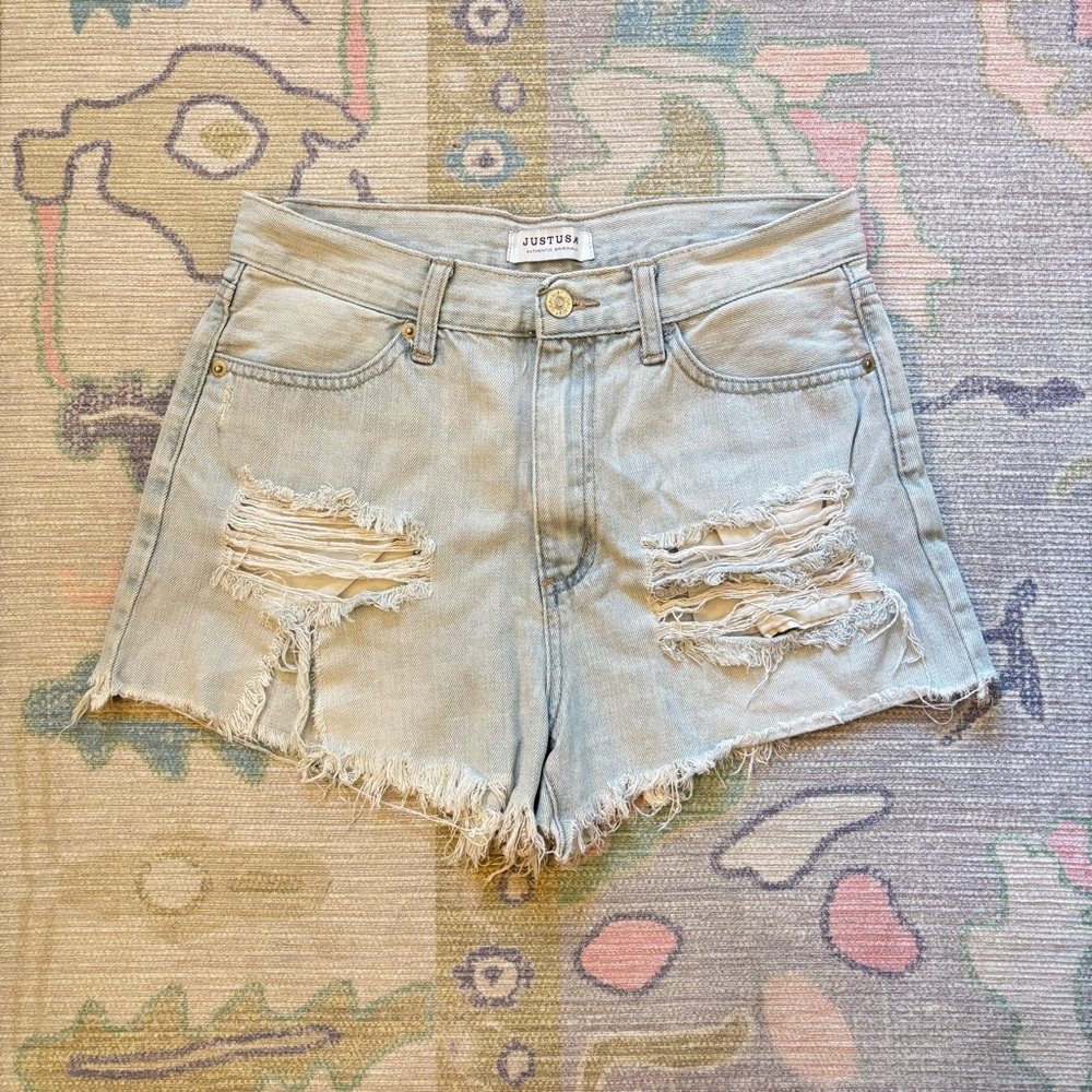 Just USA Light Wash Distressed Denim Shorts